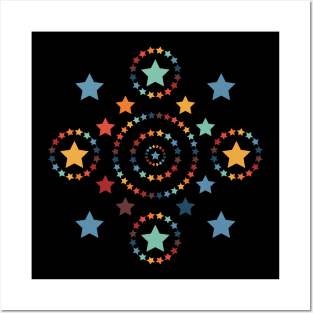 Rainbow Stars on Black Posters and Art